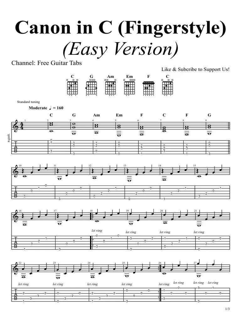 Canon in C (fingerstyle).pdf European Musical Instruments Guitar