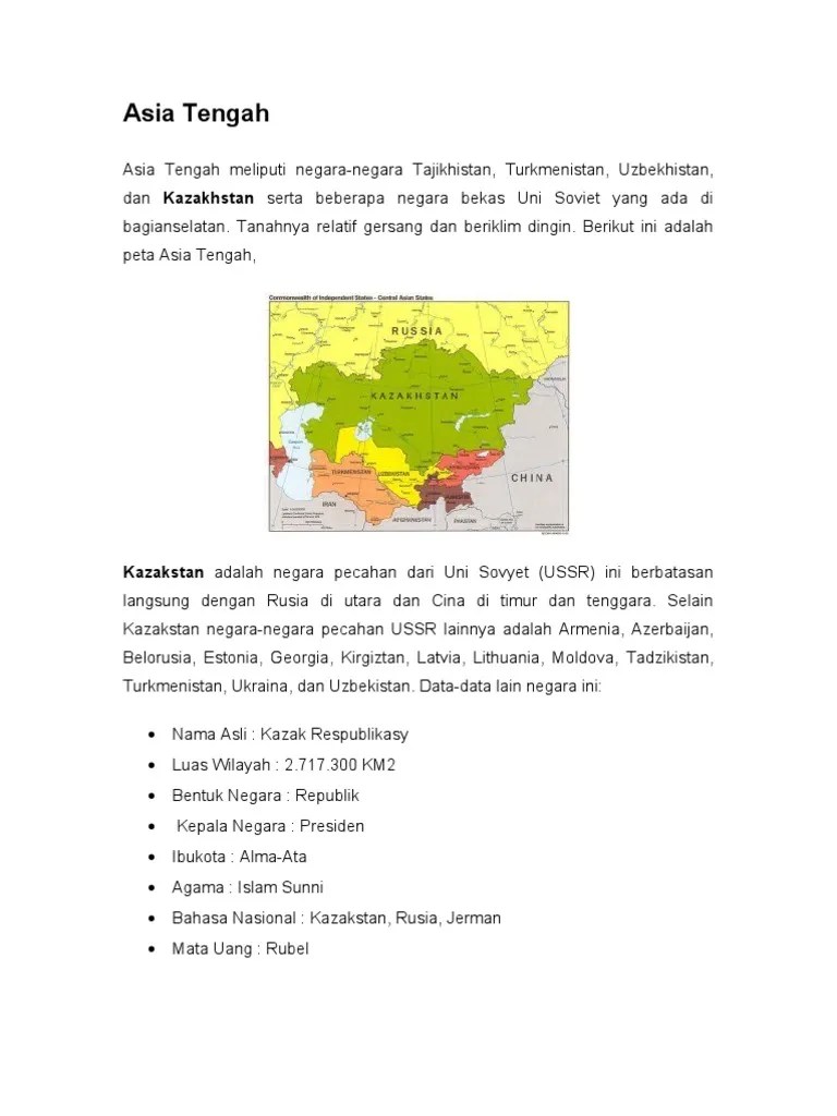 Peta Negara Asia Tengah