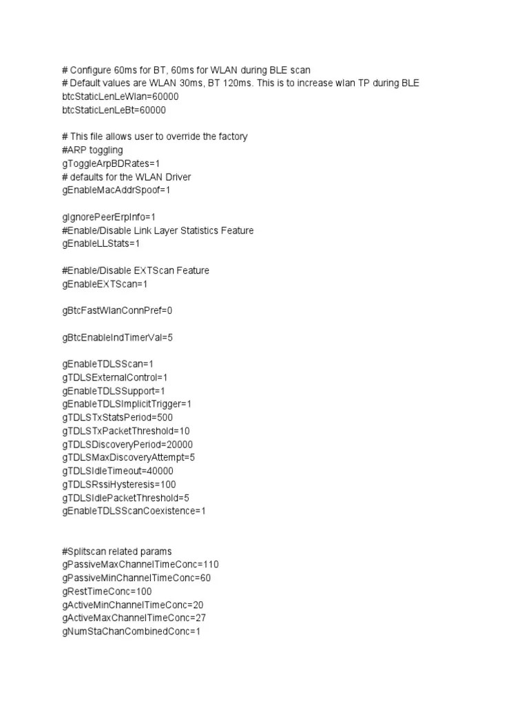 WCNSS CFG Ini PDF Wireless Lan Digital Technology