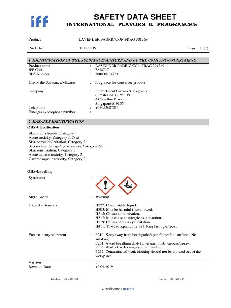 Lavender Msds PDF Dangerous Goods Materials