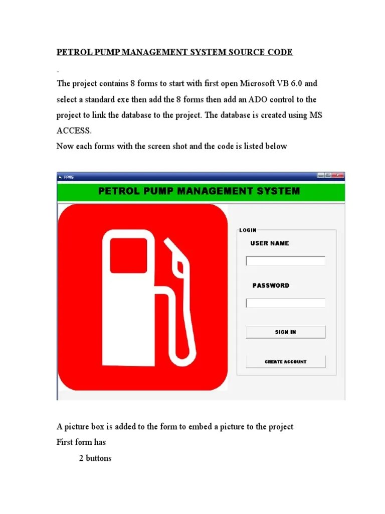Petrol Pump Management System Source Code PDF Menu Computer File