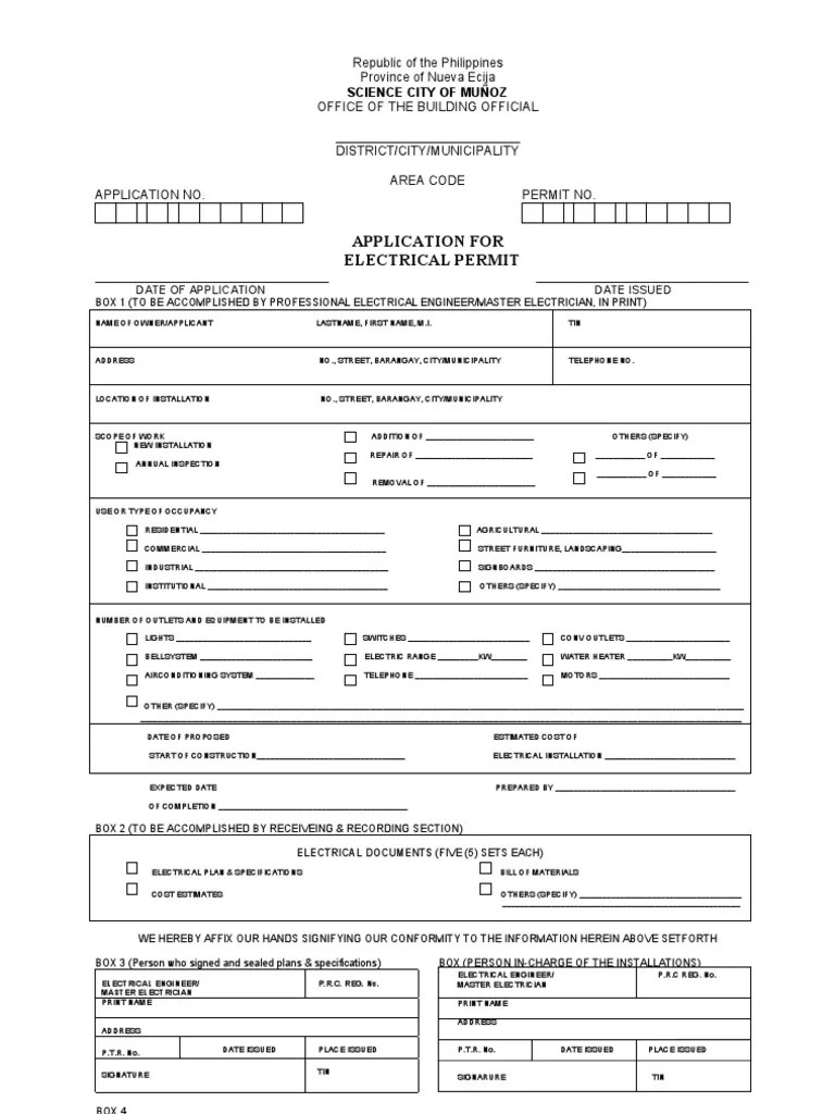 Electrical Permit Electrician Specification (Technical Standard)