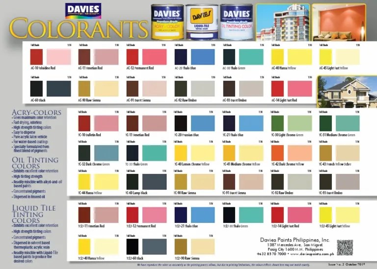 Davies Acry Color Tinting Color Brochure PDF Paint Qualia