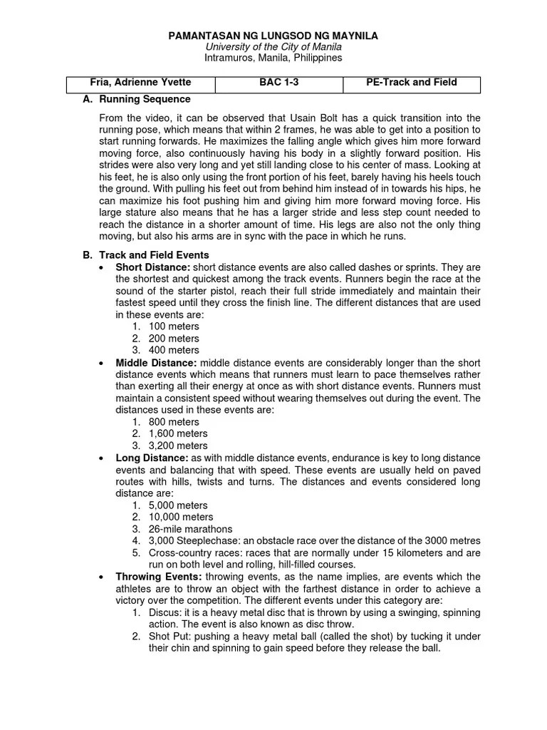 Track and Field PDF Track And Field Running
