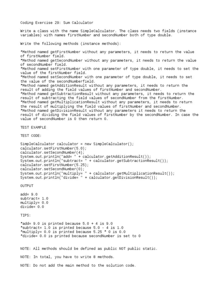 Coding exercises 2936 Method Programming) Parameter