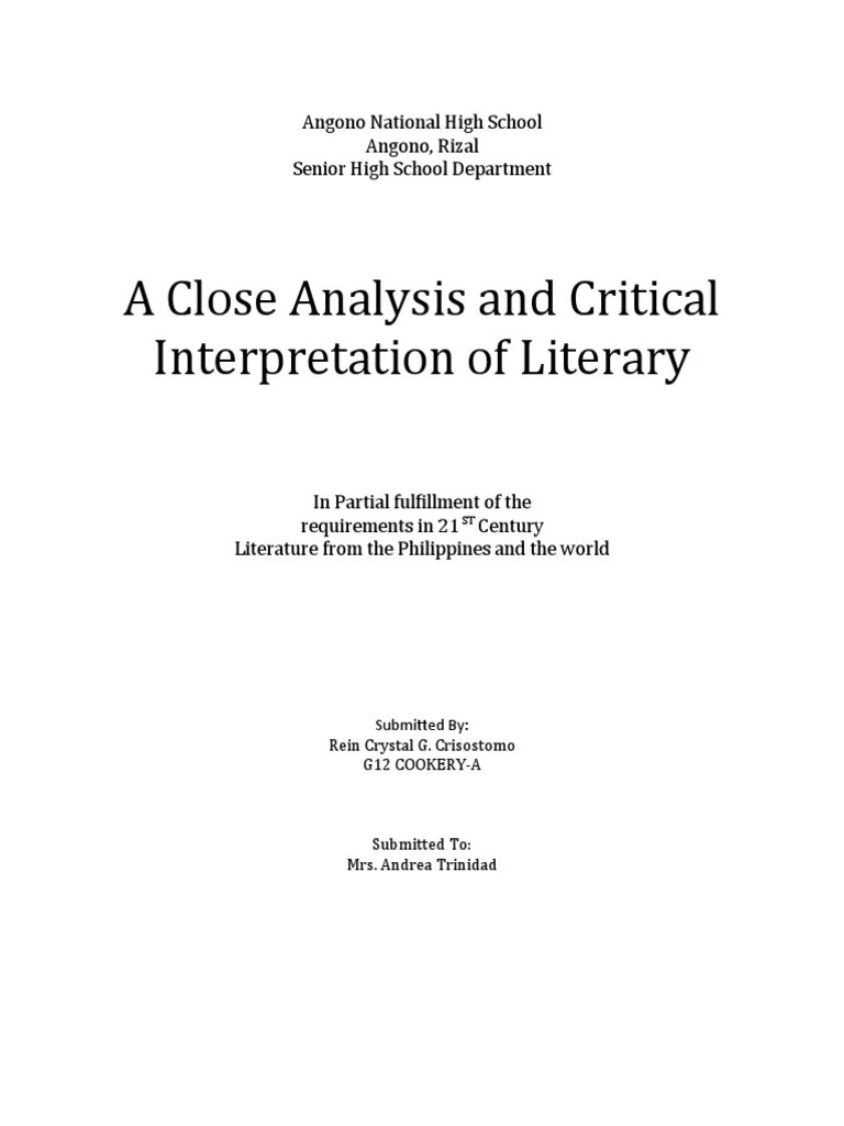 Analysis of the Poem "In the Midst of Hardship PDF