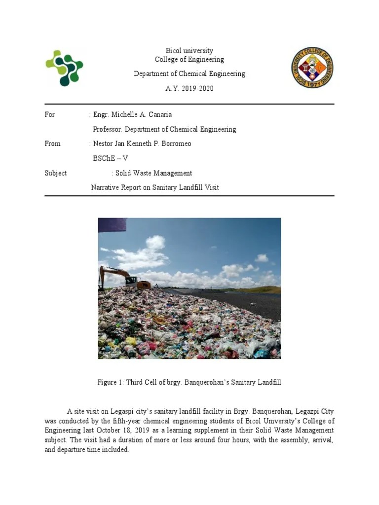 Narrative Report of Landfill Visit PDF Landfill Compost