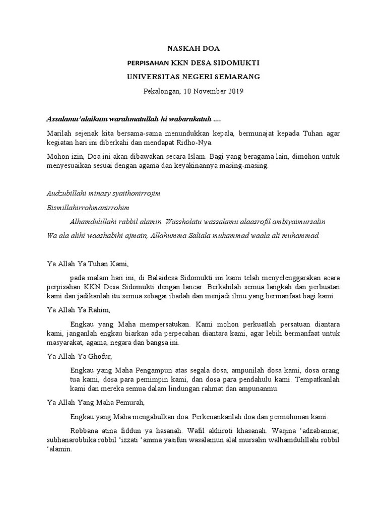 TEKS DOA PENUTUP Perpisahan KKN | PDF
