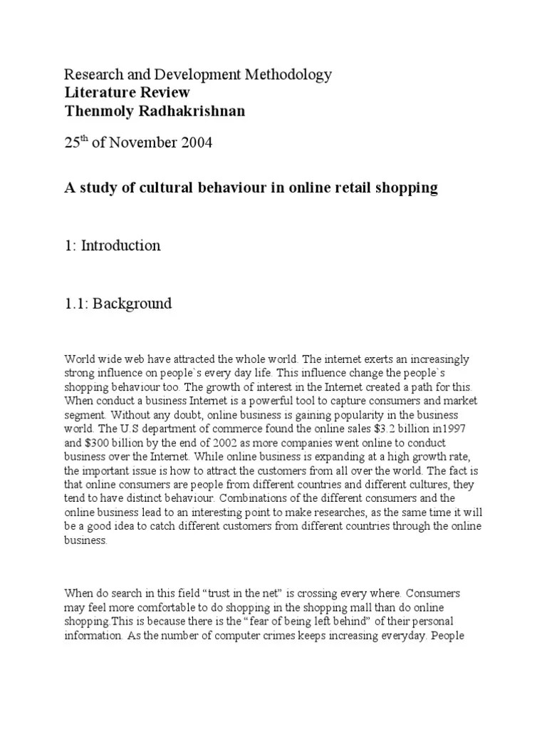 Research and Development Methodology Online Shopping Retail