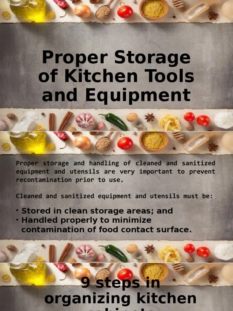 Proper Storage of Kitchen Tools and Equipment PDF