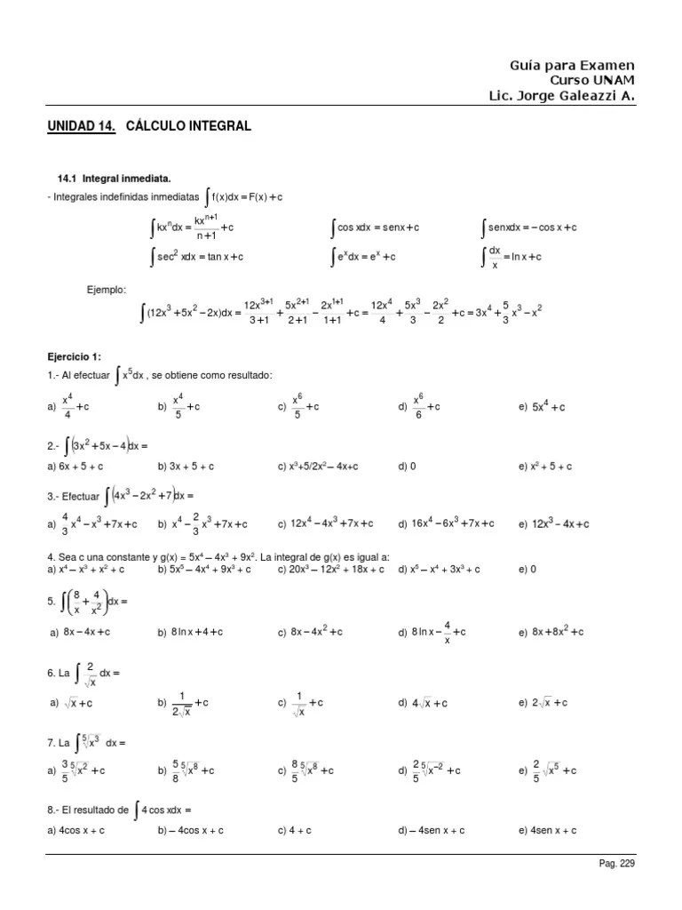 Guía UNAM 7d Matematicas Descargar gratis PDF Integral Álgebra