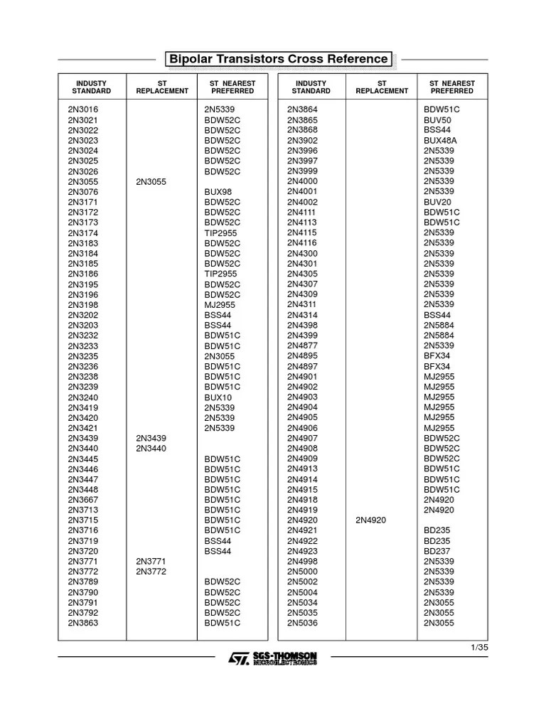 Bipolar Transistor Cross Reference Guide PDF Rules Computer