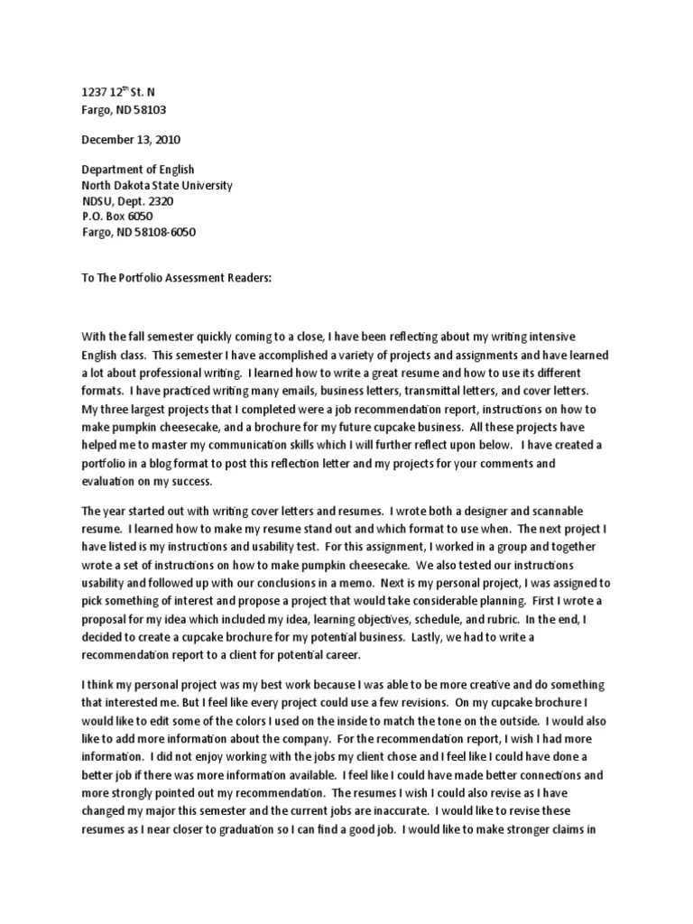 Final Reflection Letter English