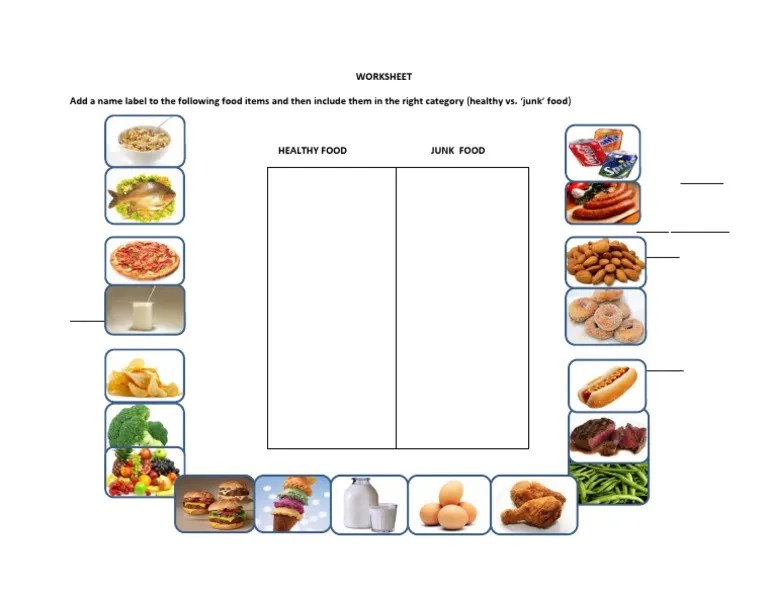 Worksheet - Healthy Food-Junk Food | PDF