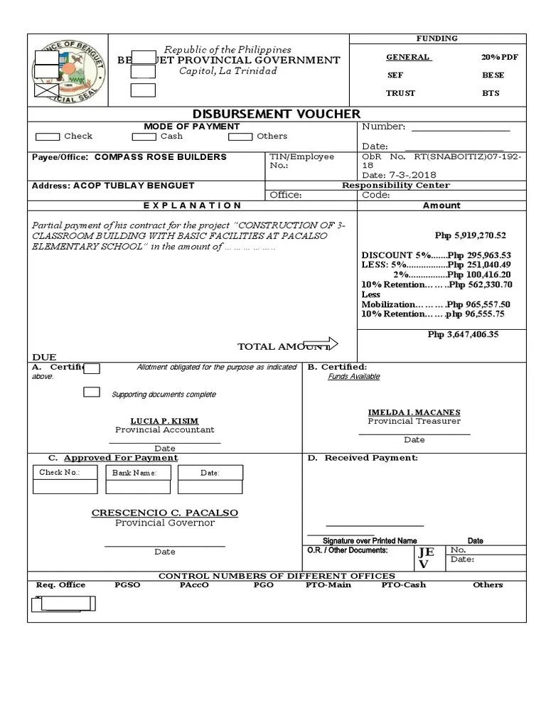 Disbursement Voucher 2 PDF Payments Business Law