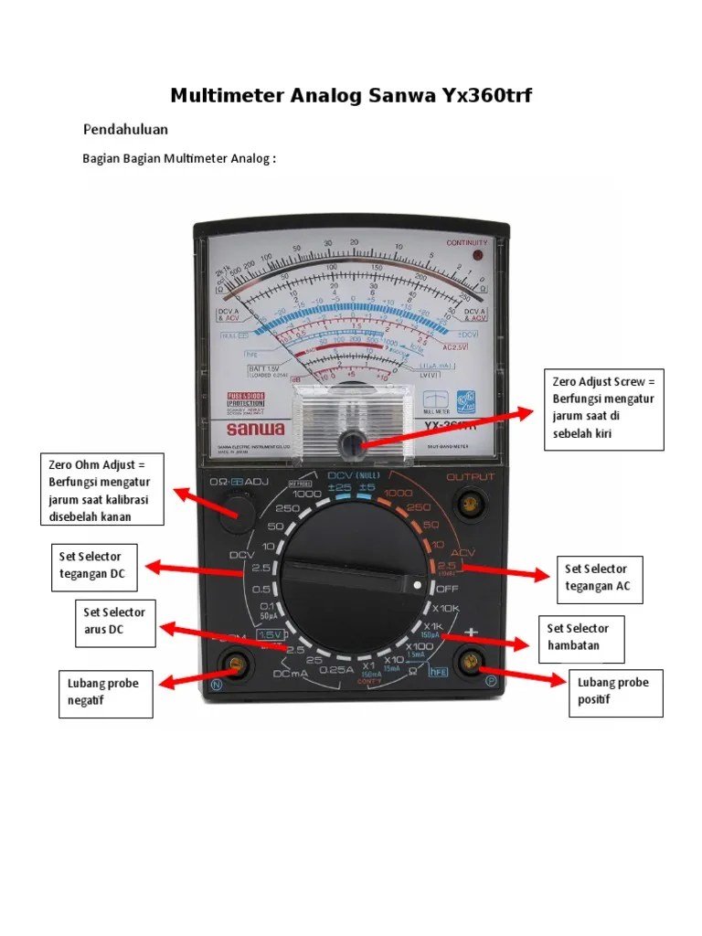 Multimeter Analog Sanwa Yx360trf PDF