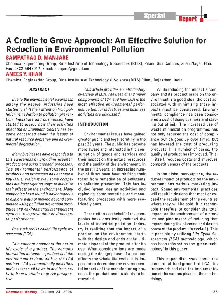 A Cradle To Grave Approach An Effective PDF PDF Life Cycle