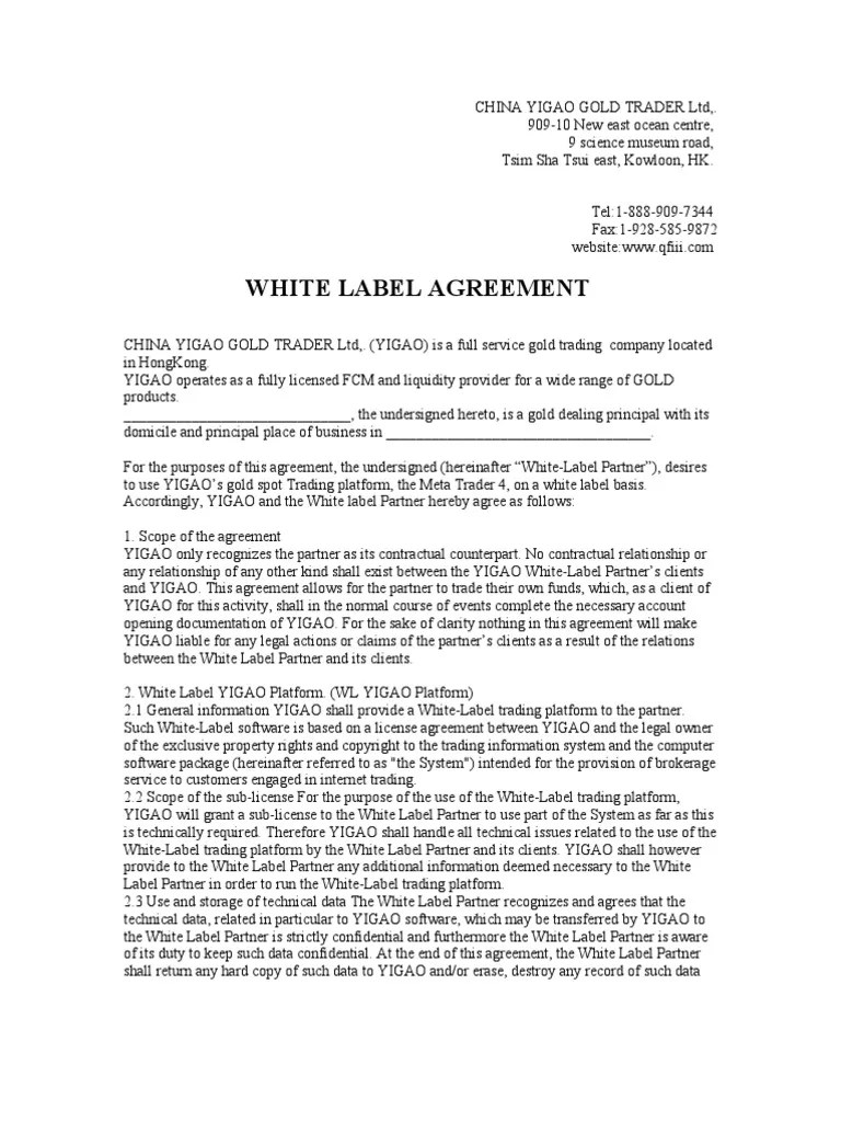 White Label Agreement Law Of Agency Liquidation