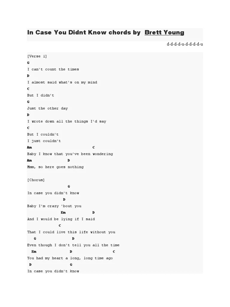 In Case You Didnt Know Chords PDF
