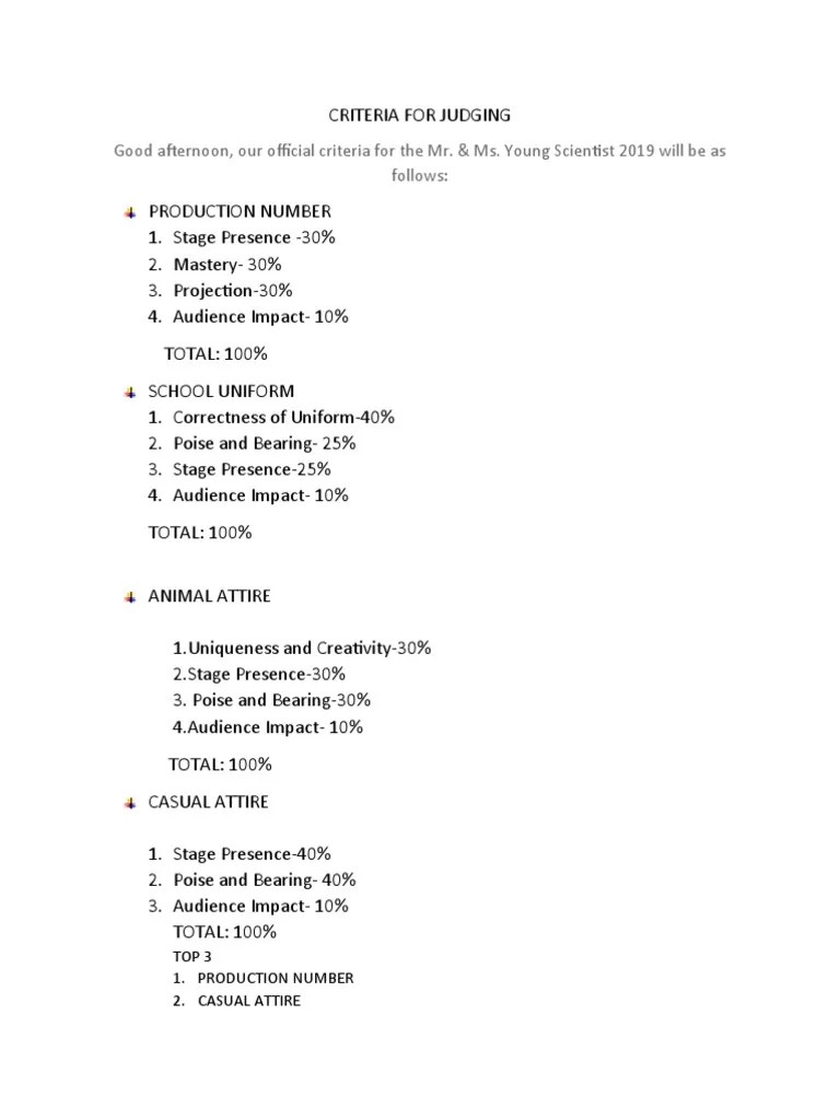 Criteria For Judging PDF
