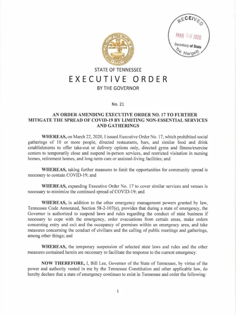 Executive Order PDF Executive Order State Of Emergency