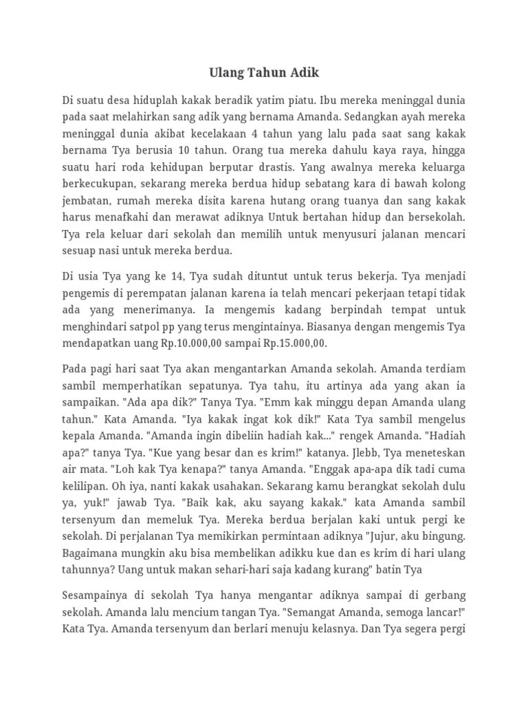Cerpen Ulang Tahun Adik | PDF