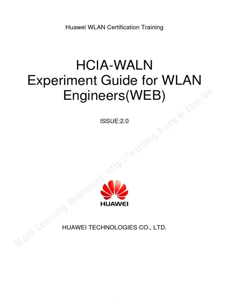 HCIAWLAN V2.0 Experiment Guide (WEBbased) PDF Wireless Lan