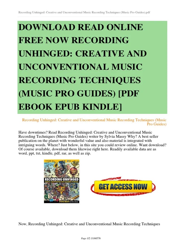 22c3 Recording Unhinged Creative and Unconventional Music Recording Techniques Music Pro Guides