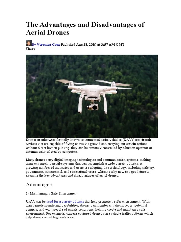 The Advantages and Disadvantages of Aerial Drones PDF Unmanned