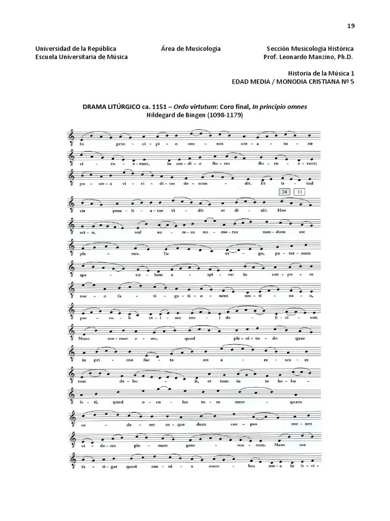 DRAMA LITÚRGICO ca. 1151 Ordo virtutum Coro final, In principio