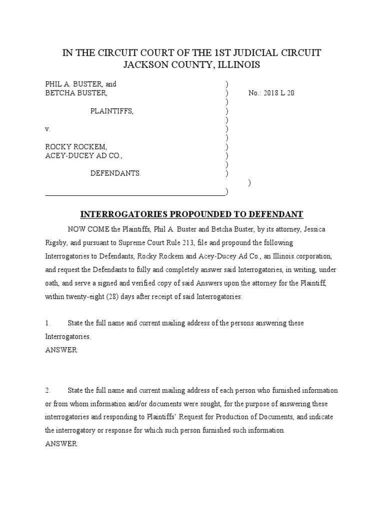 Civil Procedure Interrogatories PDF Interrogatories Expert Witness