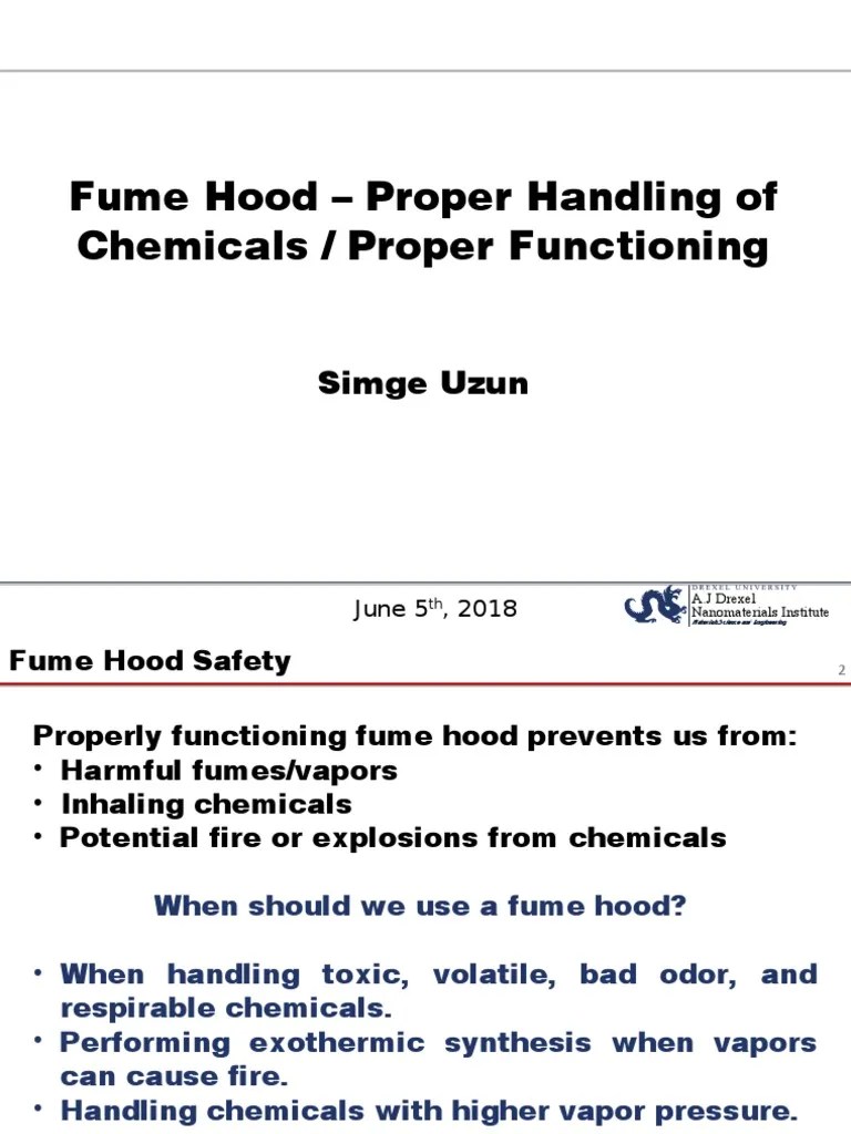 Proper Use and Maintenance of Fume Hoods for Safe Chemical Handling PDF Nanomaterials Safety