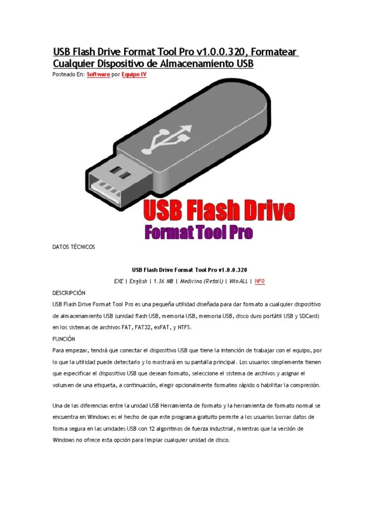USB Flash Drive Format Tool Pro v1 PDF Memoria USB Gestión de datos