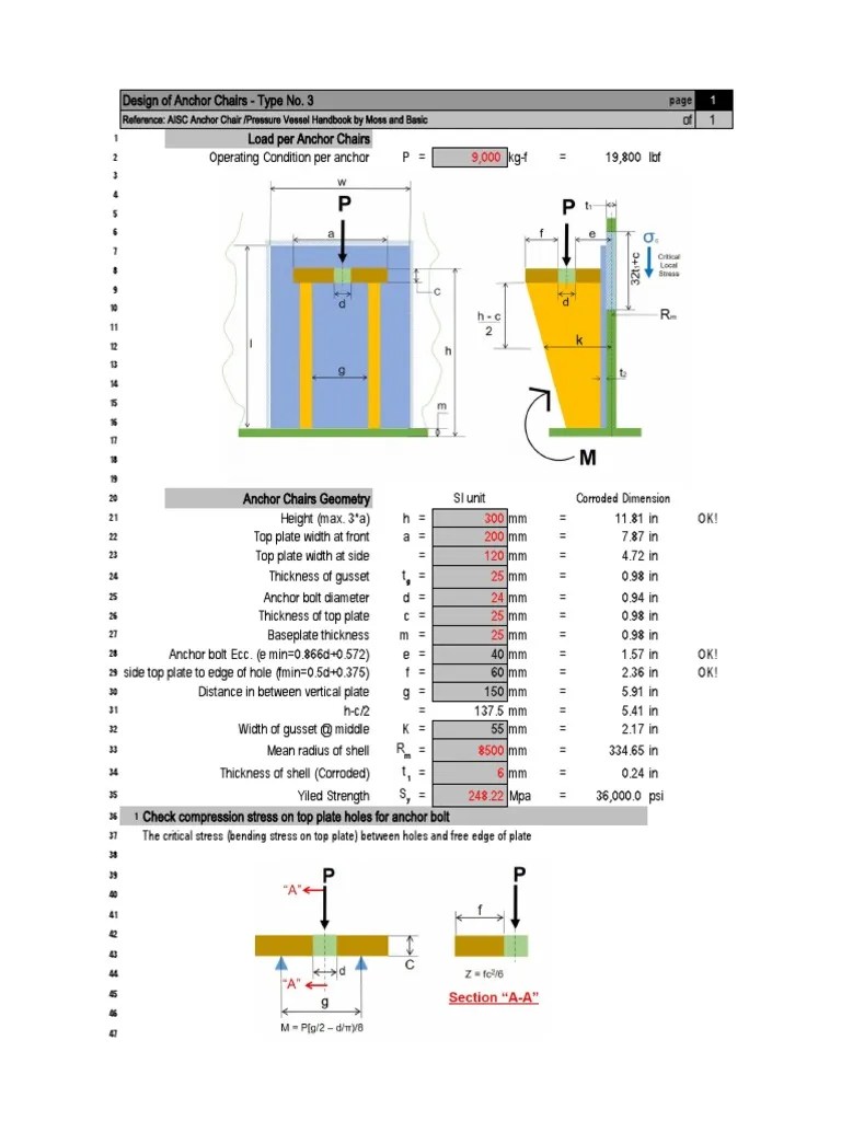 Reference AISC Anchor Chair /Pressure Vessel Handbook by