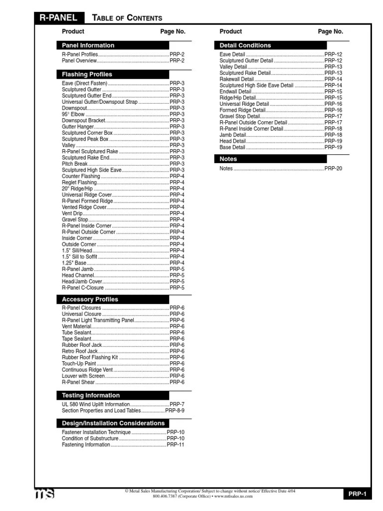 R-Panel: Panel Information Detail Conditions | PDF | Bending | Screw
