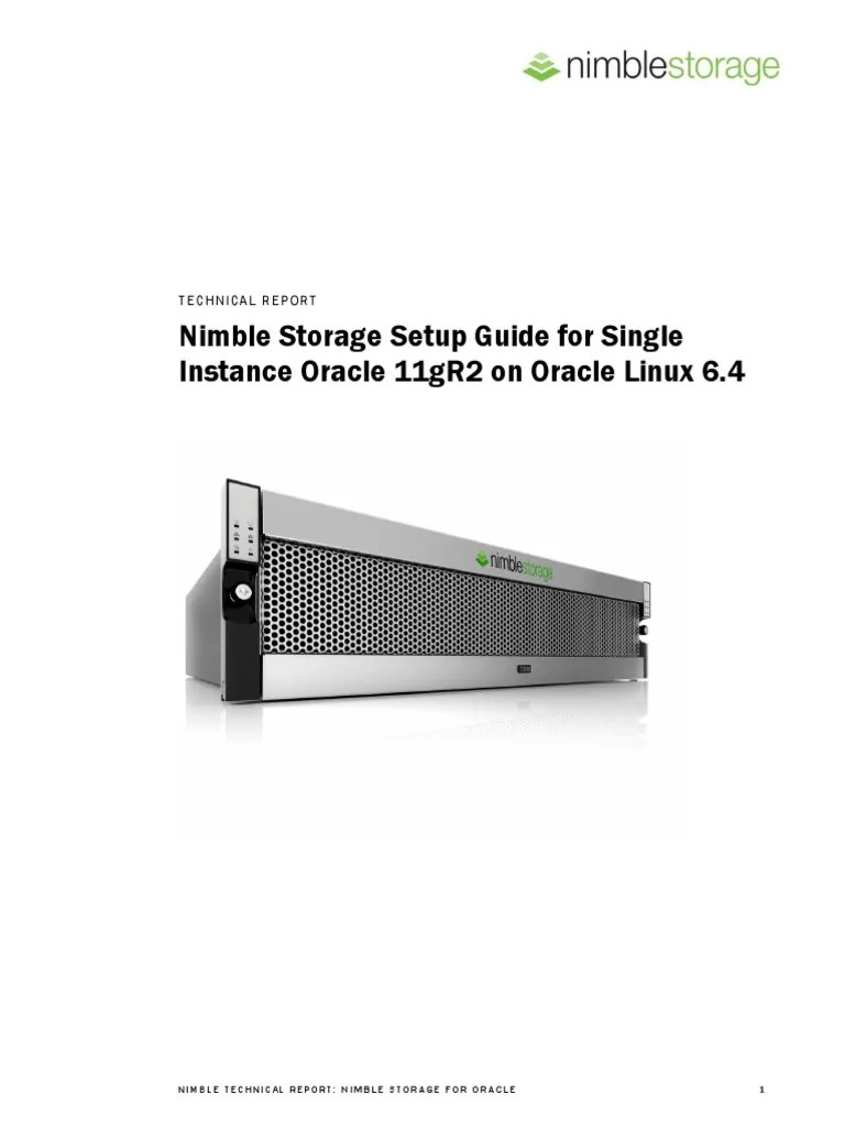 Nimble Storage Setup Guide For Single Instance Oracle 11gR2 On Oracle