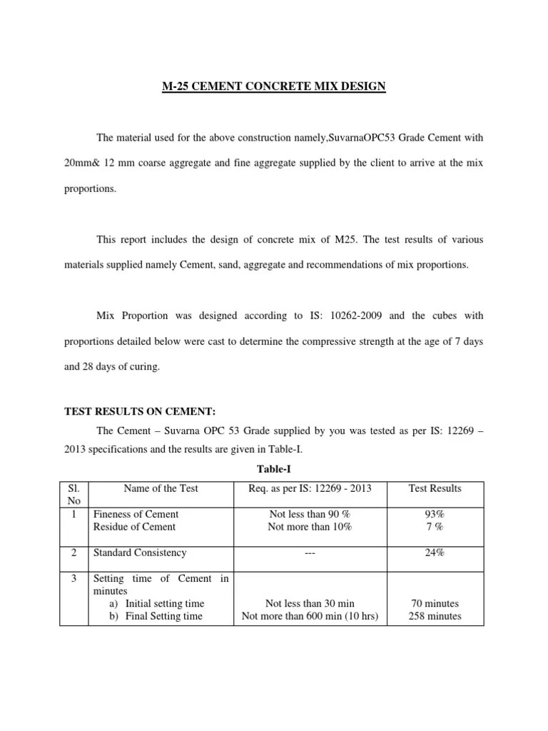 Design of M25 Concrete Mix Using 20mm and 12mm Coarse Aggregate PDF