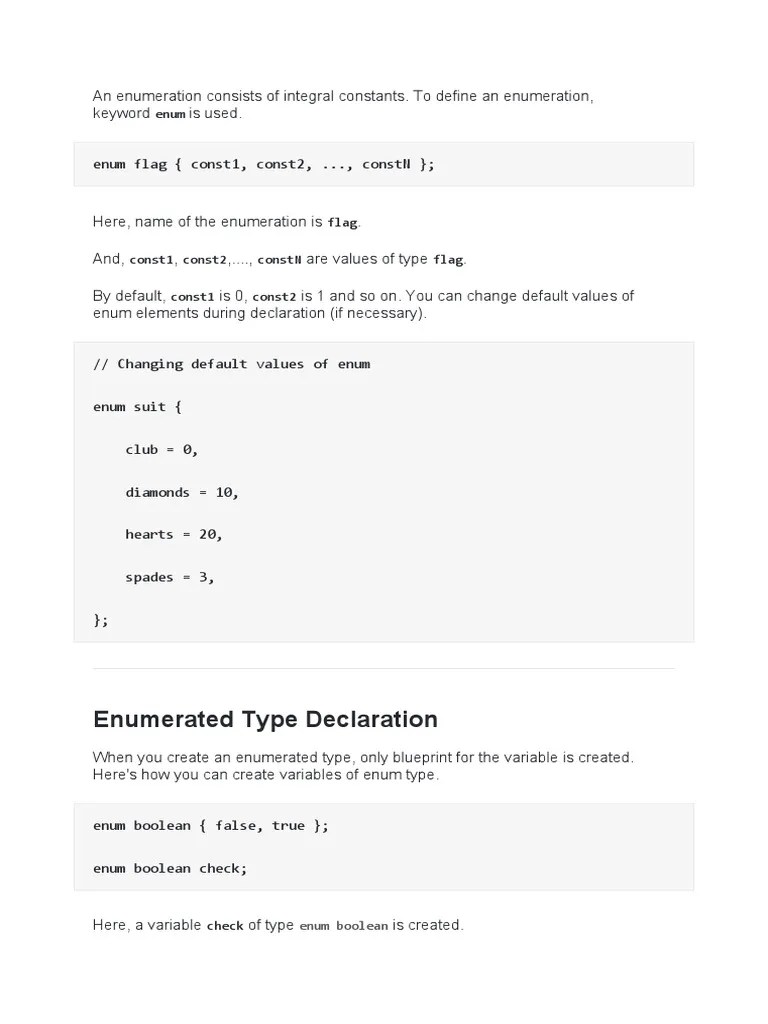 Enumerated Type Declaration Enum Flag (Const1, Const2,, Constn) PDF