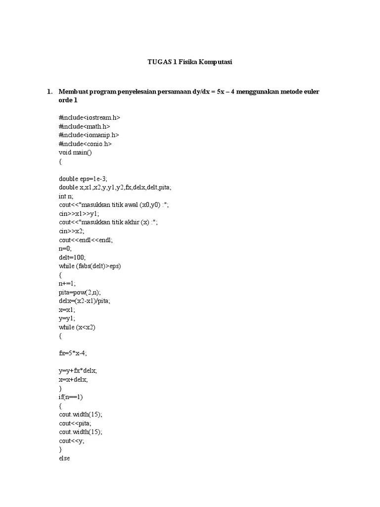 Menggunakan Borland C++ Metode Euler Kutta Range PDF