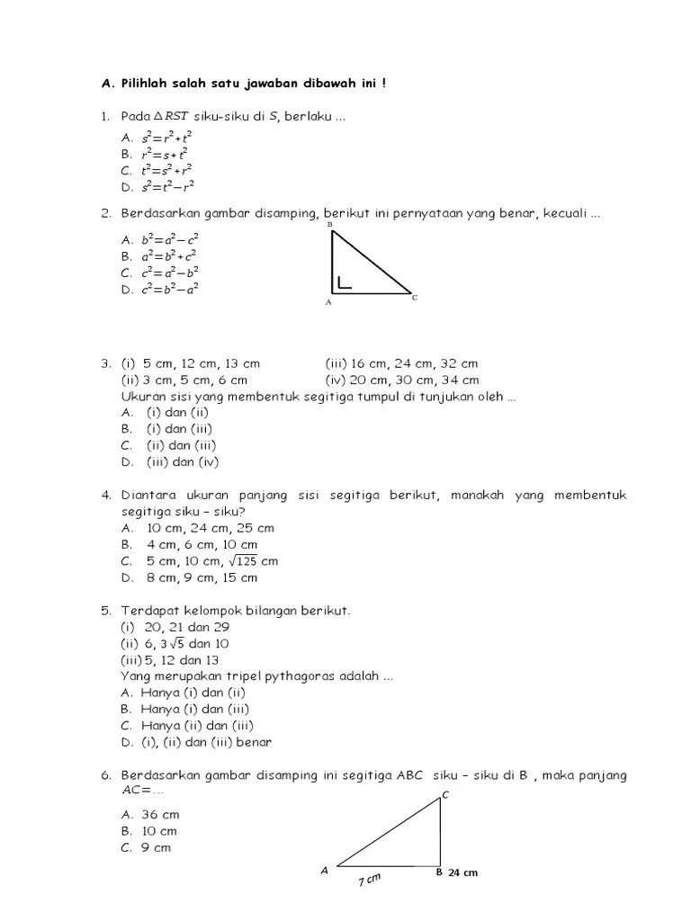 Latihan PTS Matematika KLS 8 | PDF