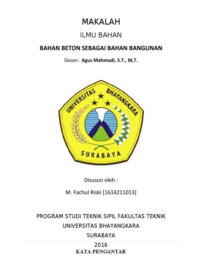 MAKALAH Bahan Beton Sebagai Bahan Bangunan | PDF