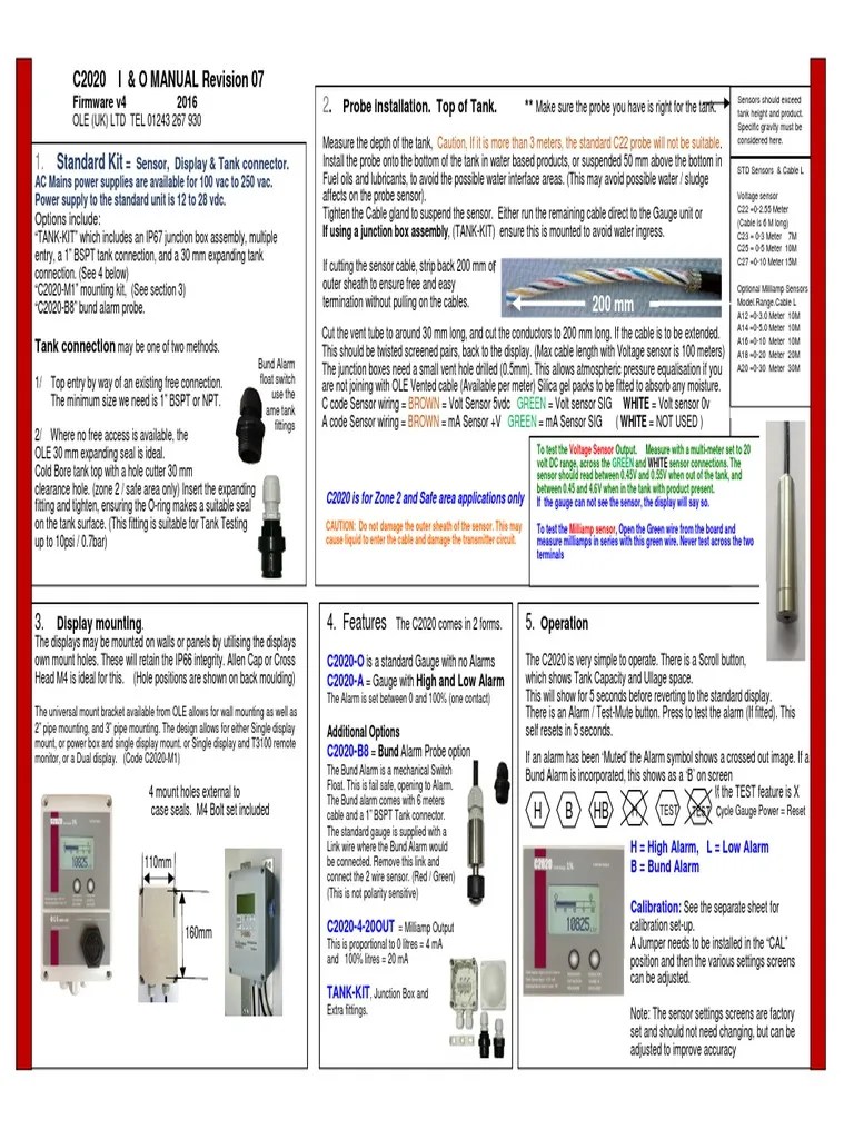 C2020 I & O and STD Wiring For C and A Probes | PDF | Power Supply