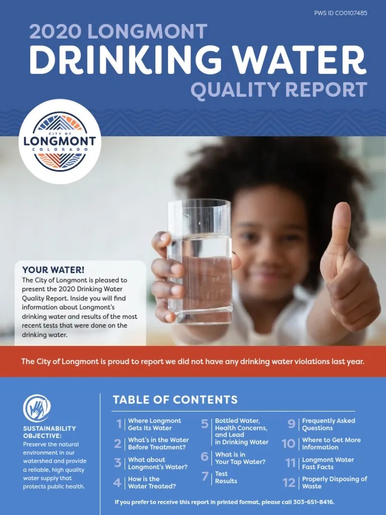 Longmont Drinking Water Quality Report 2020 PDF Water Purification