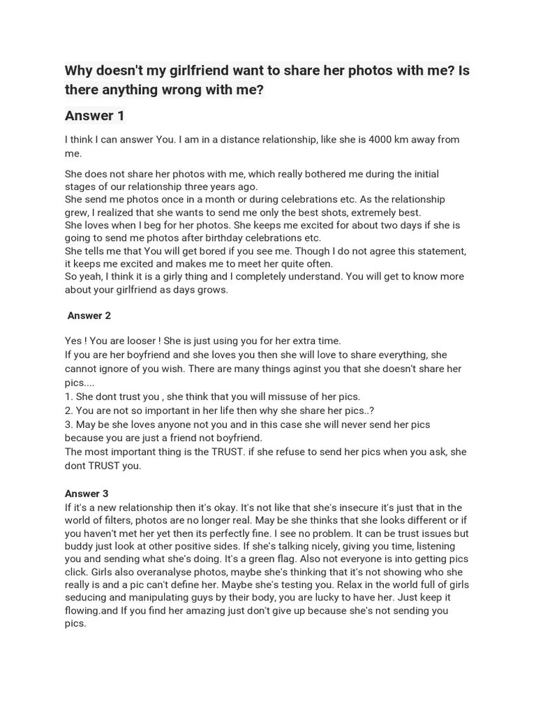 Why Doesn't My Girlfriend Want To Share Her Photos With Me? Is There Anything Wrong With Me