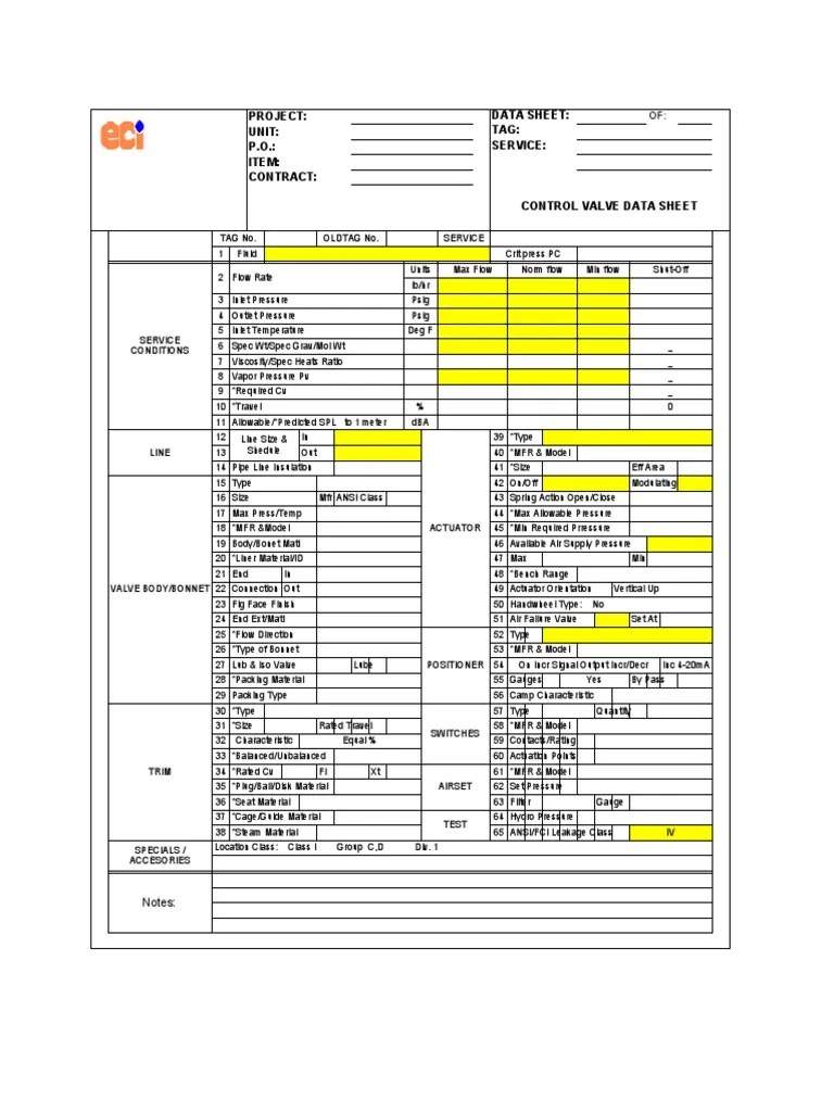 Valves Datasheet Valve Pressure