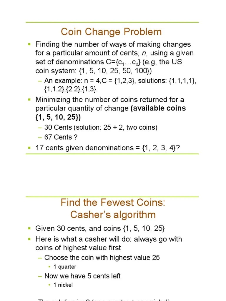 Coin Change Problem PDF Computer Science Areas Of Computer Science