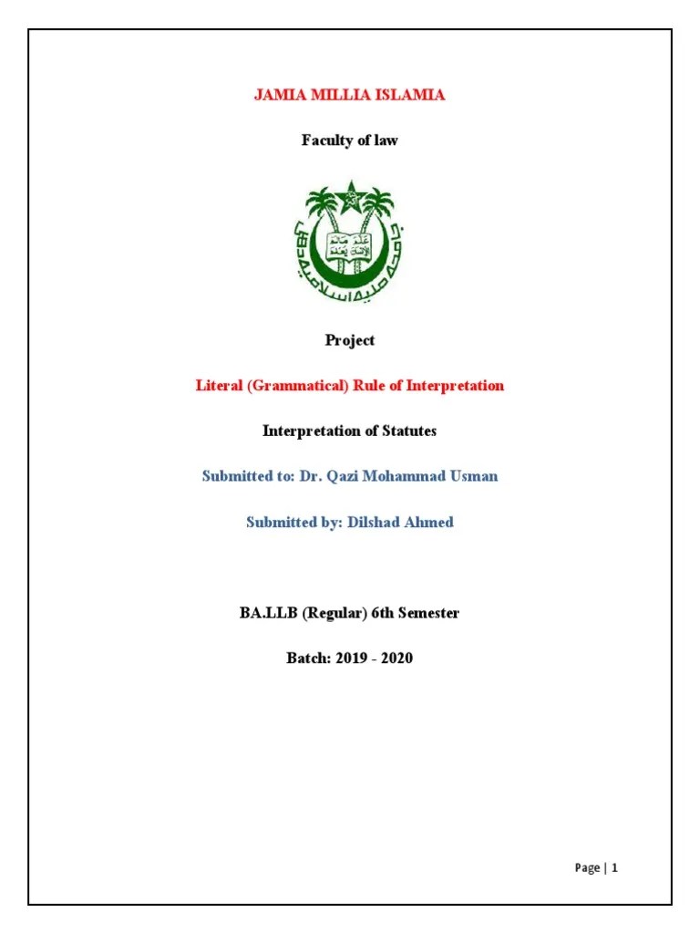 Interpretation of Statute PDF Plain Meaning Rule Statutory