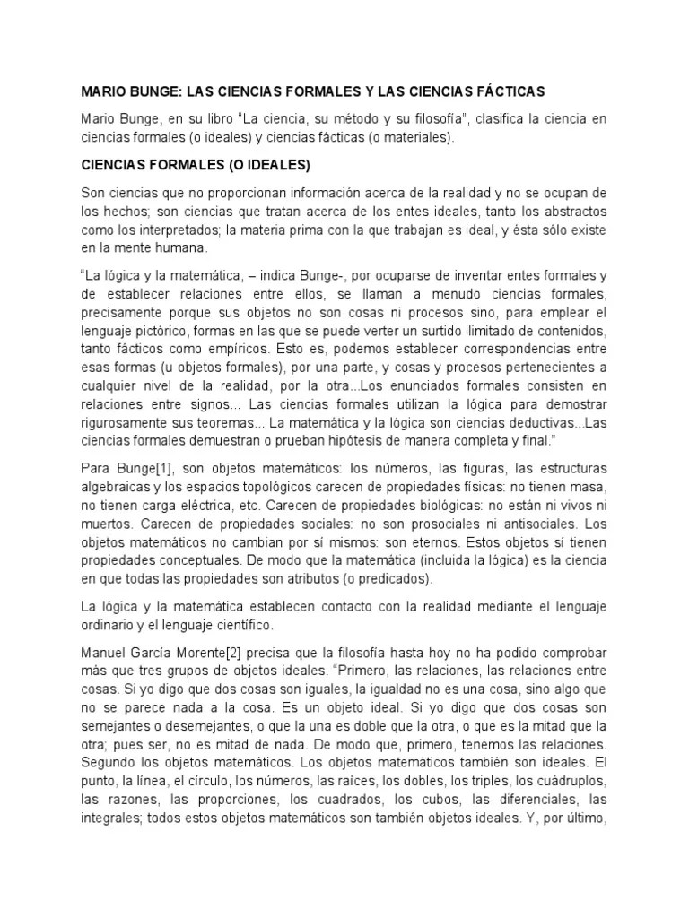 Mario Bunge Ciencias Formales y Facticas PDF Prueba matemÃ¡tica
