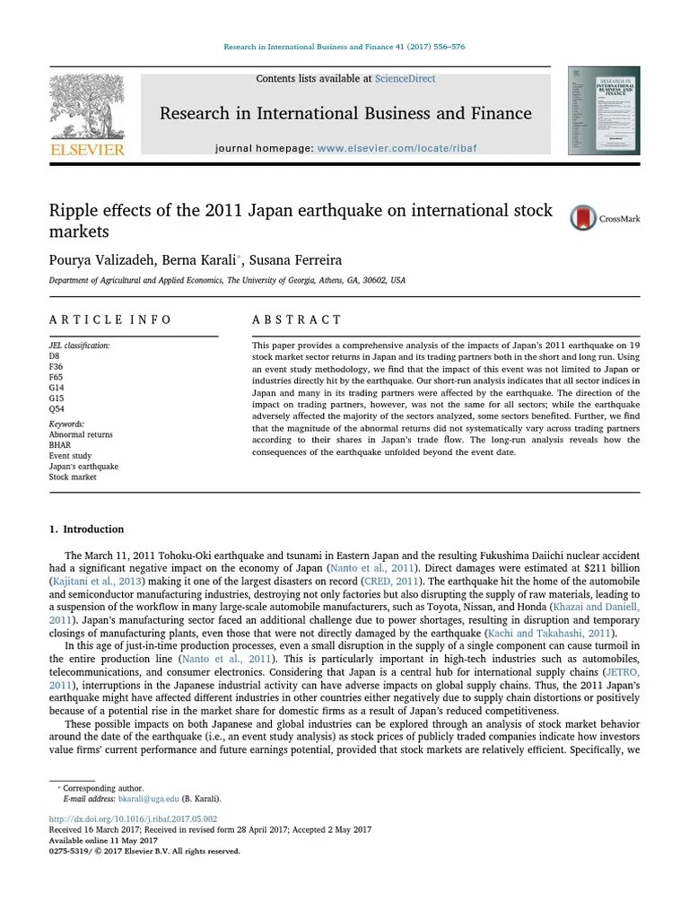 Ripple Effects of The 2011 Japan Earthquake On International Stock