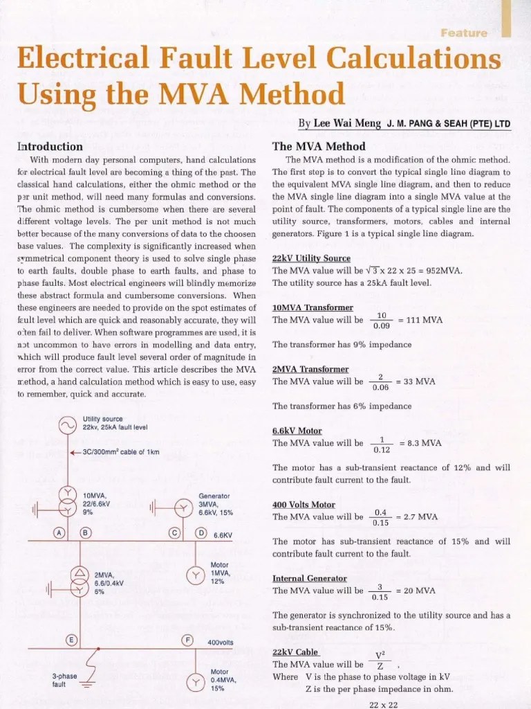 Electrical Fault Level Calculation Using MVA Method
